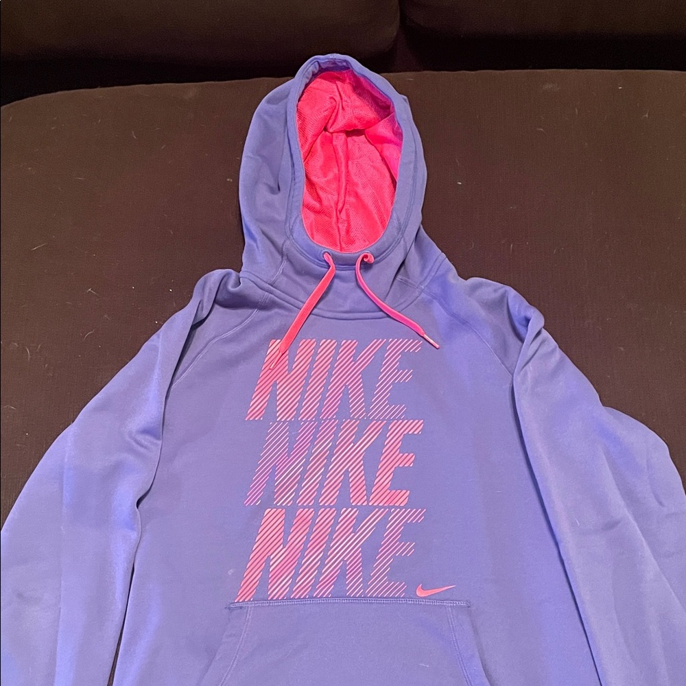 Nike Blue Hoodie with Pink Accents